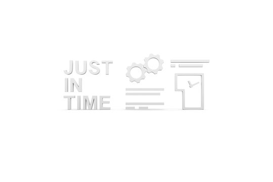 JUST IN TIME concept white background 3d render illustration