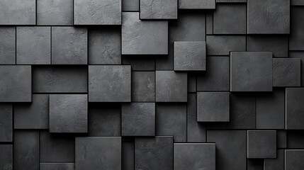 Dark Gray Square Blocks 3D Texture Background