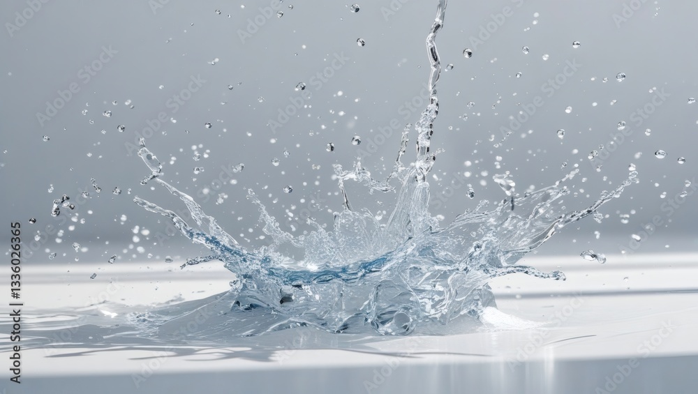 Poster a captivating image of a water splash, showcasing the dynamic movement of the water