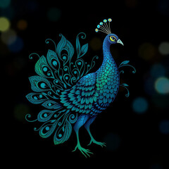 Fototapeta premium Intricate Peacock-Inspired Artwork on beautiful Background