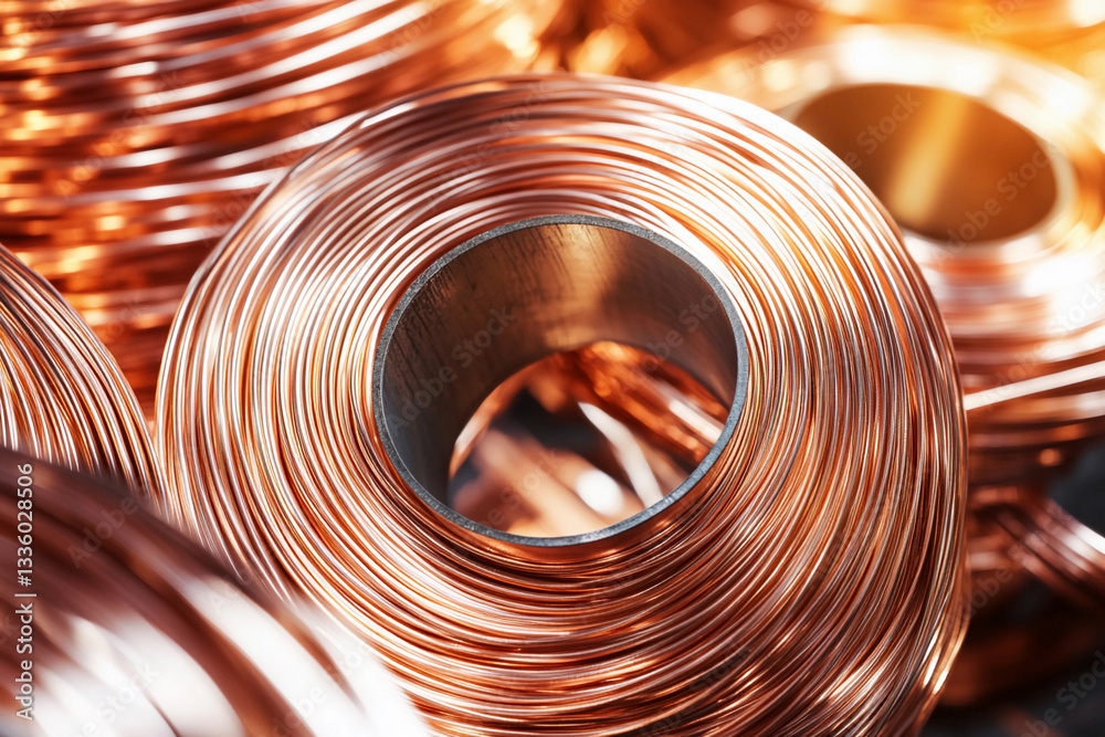 Aufkleber copper wire rolls for industrial applications in manufacturing generative ai