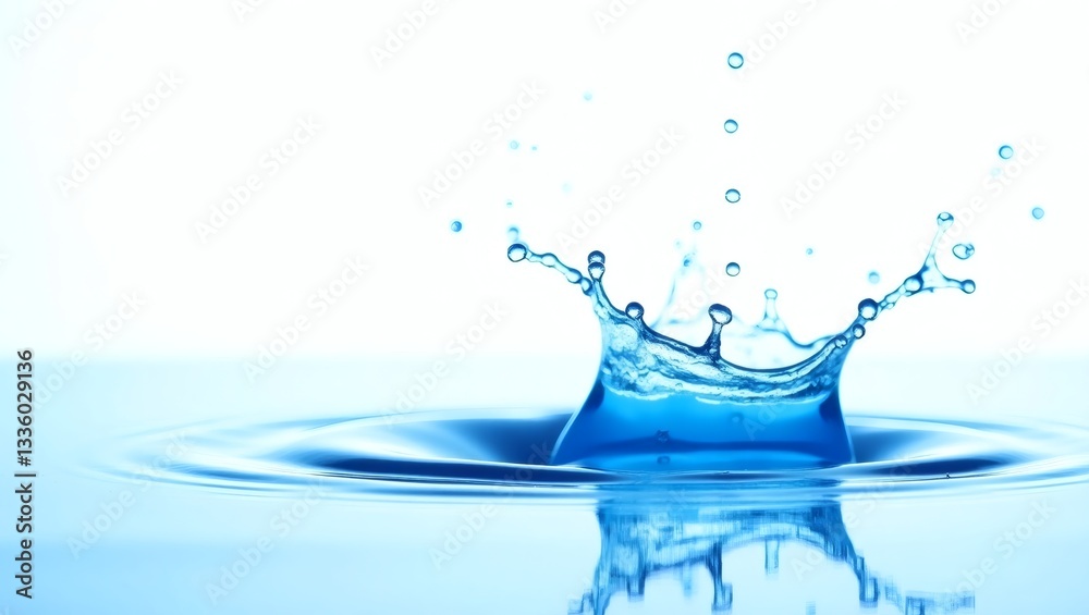 Poster a splash of water creating a crown shape with ripples around it