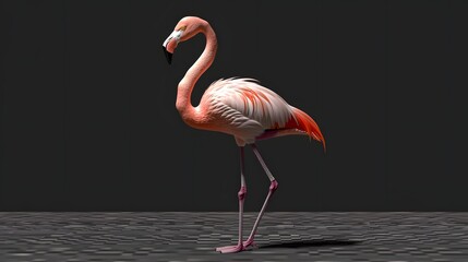 Flamingo standing on one leg isolated on transparent background