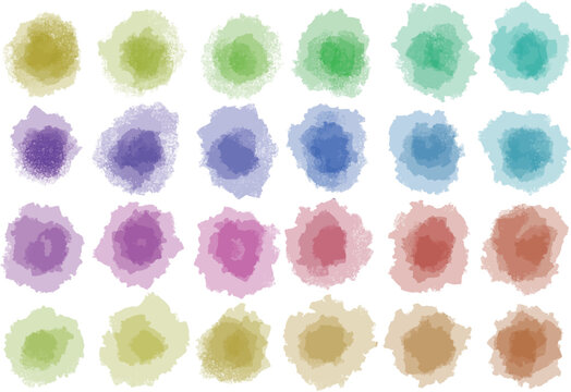 Set of watercolor stain. Spots on a white background. Watercolor texture with brush strokes. Gradients with overlay.