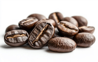 Naklejka premium High-res close-up image of coffee beans showcasing their natural beauty.