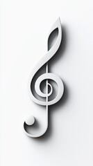 Silver Textured Treble Clef on White Background