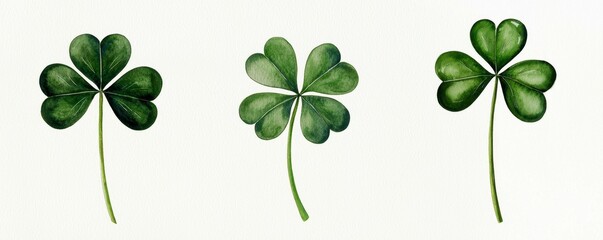 Three Leaf Clover and Four Leaf Clover Arrangement Symbolizing Luck and Irish Culture Illustration