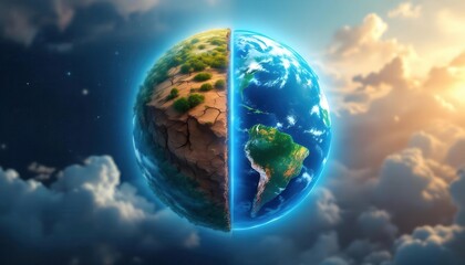Earth Divided Climate Change Global Warming Environmental Crisis