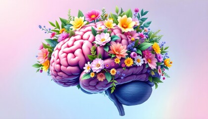 Obraz premium Floral Brain Artwork Beautiful Mind and Mental Wellness Image