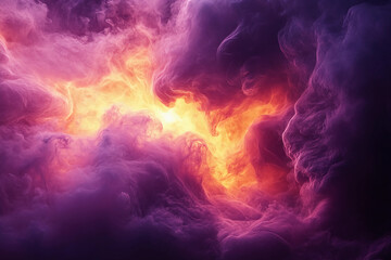 Nebula mist swirling in deep magenta and light yellow, casting glowing tendrils like abstract effects of a spell in the midst of being cast
