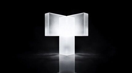Obraz premium A white sculpture of a cross with three arms.