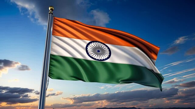 Indian flag waving Indian independence day 15th August