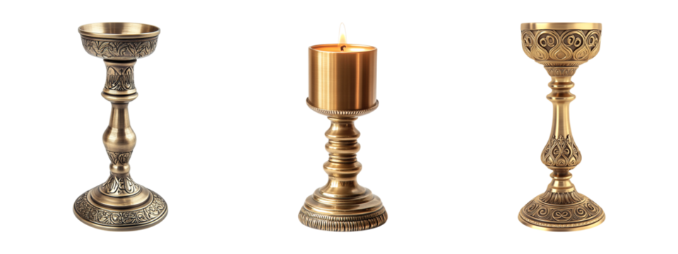 A set Luxury candle holder, isolated with a transparent background, cut out, png