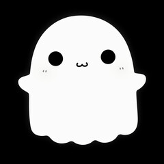 Cute Kawaii Ghost Character, In White
