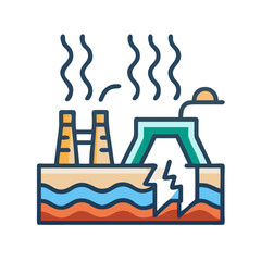 Obraz premium Industrial power plant with cooling towers