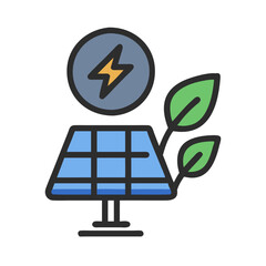 Obraz premium Solar panel with leaf and power symbol