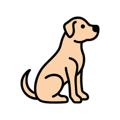 Brown sitting dog with attentive look