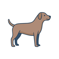 Dark brown dog standing in side view