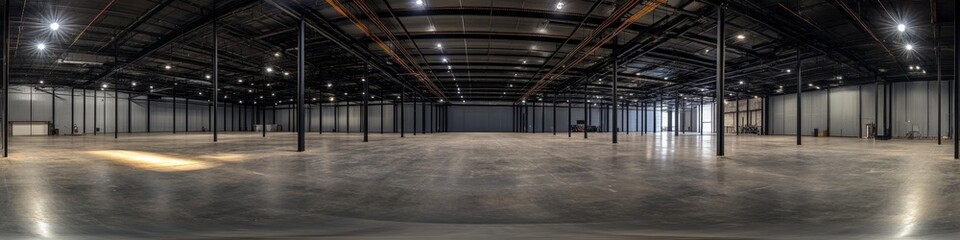 Obraz premium Empty Industrial Warehouse Space