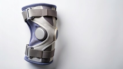 High-Angle Conceptual Photography of a Knee Brace on a Clean White Background for Medical and Health Applications