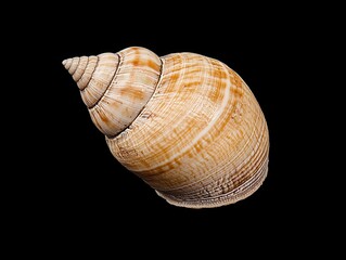 Fototapeta premium Close-up view of a beautifully patterned seashell against a black background
