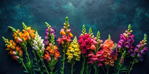 Obraz premium Aerial Night Photography of Eco-Friendly Snapdragon Flowers on Solid Color Backdrop for Sustainable Design Elements