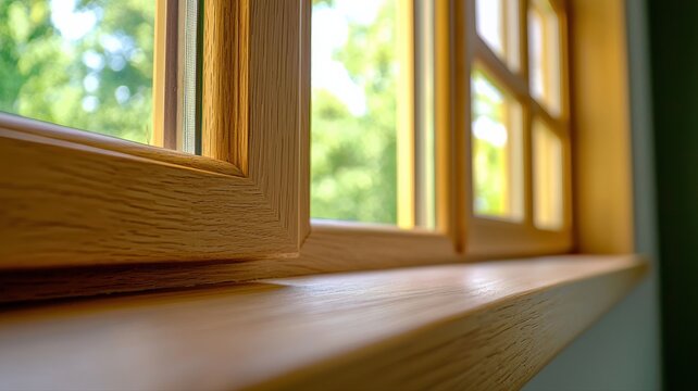 Close-up of a carpenter precisely cutting wooden trim to fit around windows and doors, showcasing skilled craftsmanship and detailed interior finishing work in residential construction.
