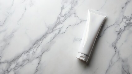 Luxury Foot Cream, Marble Background, Bird's Eye View, Minimalist Product Photography, Flat Lay