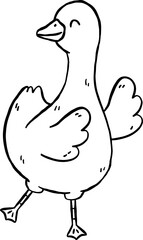 Cute Silly Goose Outline Happy Dancing Bump Cartoon Hand Drawn Doodle