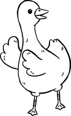 Cute Silly Goose Outline Dancing Bump Cartoon Hand Drawn Doodle