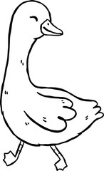 Cute Silly Goose Outline Walking Cartoon Hand Drawn Doodle