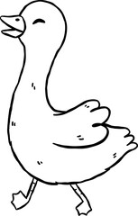 Cute Silly Goose Outline Happy Cartoon Hand Drawn Doodle