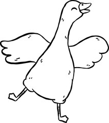 Cute Silly Goose Outline Playful Cartoon Hand Drawn Doodle