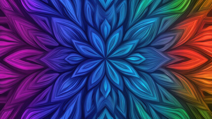 Vivid Colorful Floral Design with Intricate Patterns and Symmetrical Elements in Abstract Style