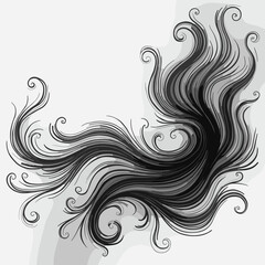 Fototapeta premium Elegant black and white flowing lines in misty background, artistic expression