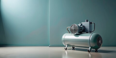 Naklejka premium Clean and Clinical Vertical Overview of a Compressor with Leading Lines on Solid Color Backdrop for Professional Design Elements and Copy Space