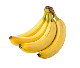 Fresh bananas isolated on a pure white transparent background, perfect for product showcases and fruit-related imagery with a clean, minimalist design.

