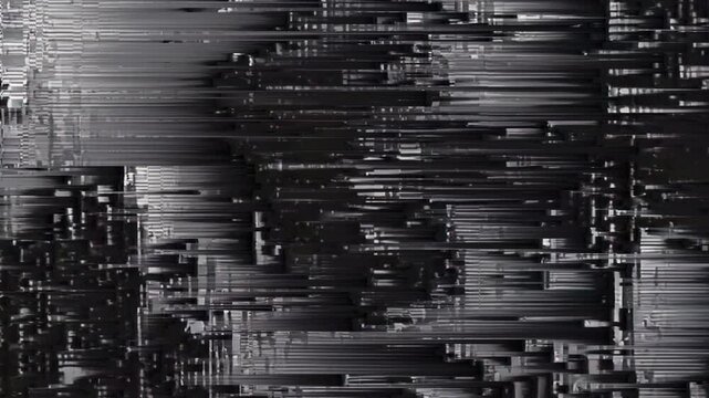 CPUのような白黒の幾何学的な四角とピクセルで構成されたグリッチノイズ素材,
Glitch noise material consisting of black and white geometric squares and pixels like CPU