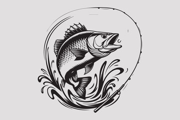 Fishing Adventure Bass Jumping vector