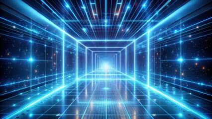 Obraz premium Digital Corridor An Abstract Representation of Infinite Technological Advancement and the Unfolding Future of Connectivity