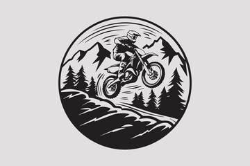 Mountain Dirt Bike Rider Extreme Adventure vector