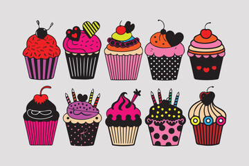 Cupcake Delights A Sweet Treat Collection vector