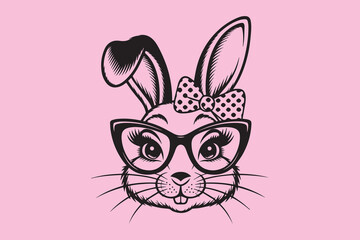 Cute Bunny with Glasses Stylish vector