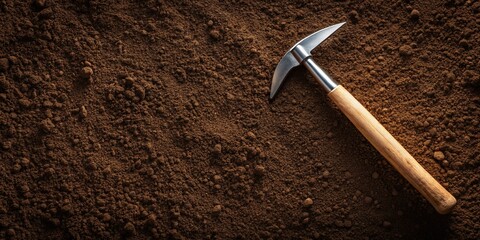 Eco-Friendly Gardening: Sustainable Hoe on Solid Background with Copy Space