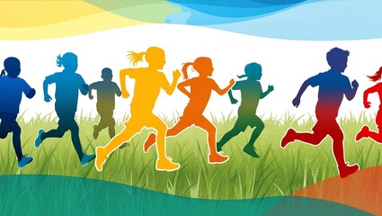 Kids Running Illustration – Sports Day Celebration Graphic