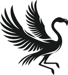 vector illustration of a flamingo soaring with wings