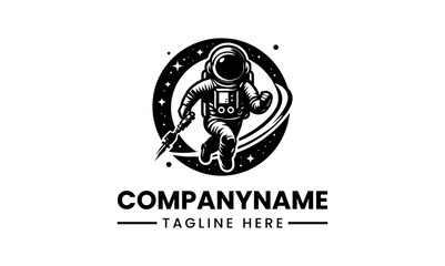 Stylized astronaut in spacesuit graphic. Space exploration vector design. © nuaari