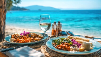 Beachside lunch, ocean view, fine dining experience