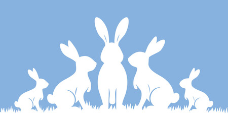Flat easter bunny silhouette collection isolated