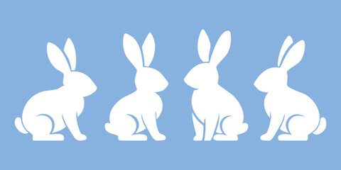 Flat easter bunny silhouette collection